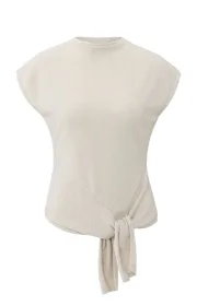 Ärmelloser Pullover mit Knotendetail und Pailletten - Beige