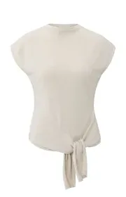 Yaya Ärmelloser Pullover mit Knotendetail und Pailletten - Beige