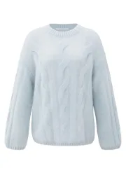 Sweatshirt Hellblau, Casual Pullover mit Rundhalsausschnitt