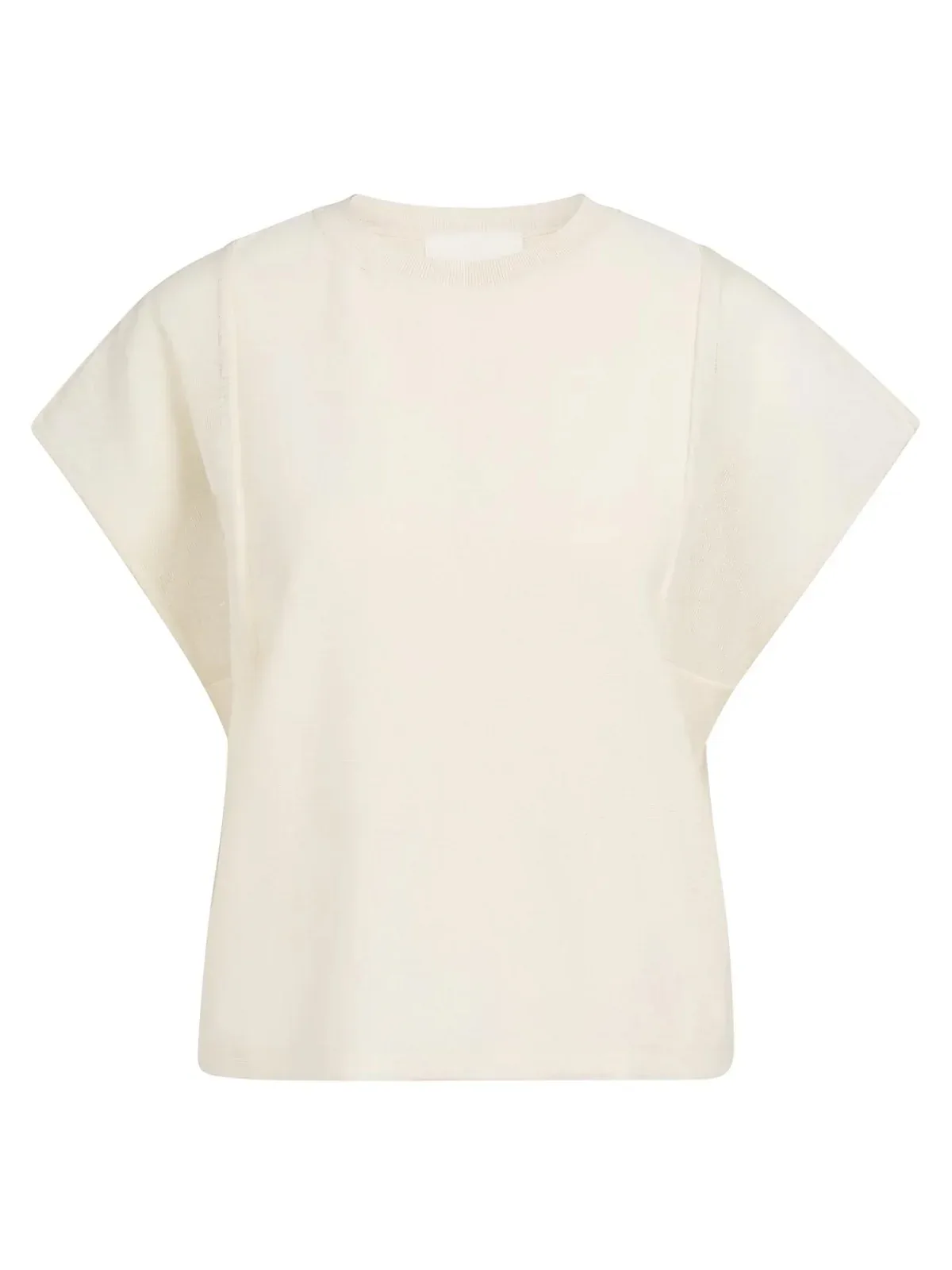 Top With Sheer Short Sleeves Beige