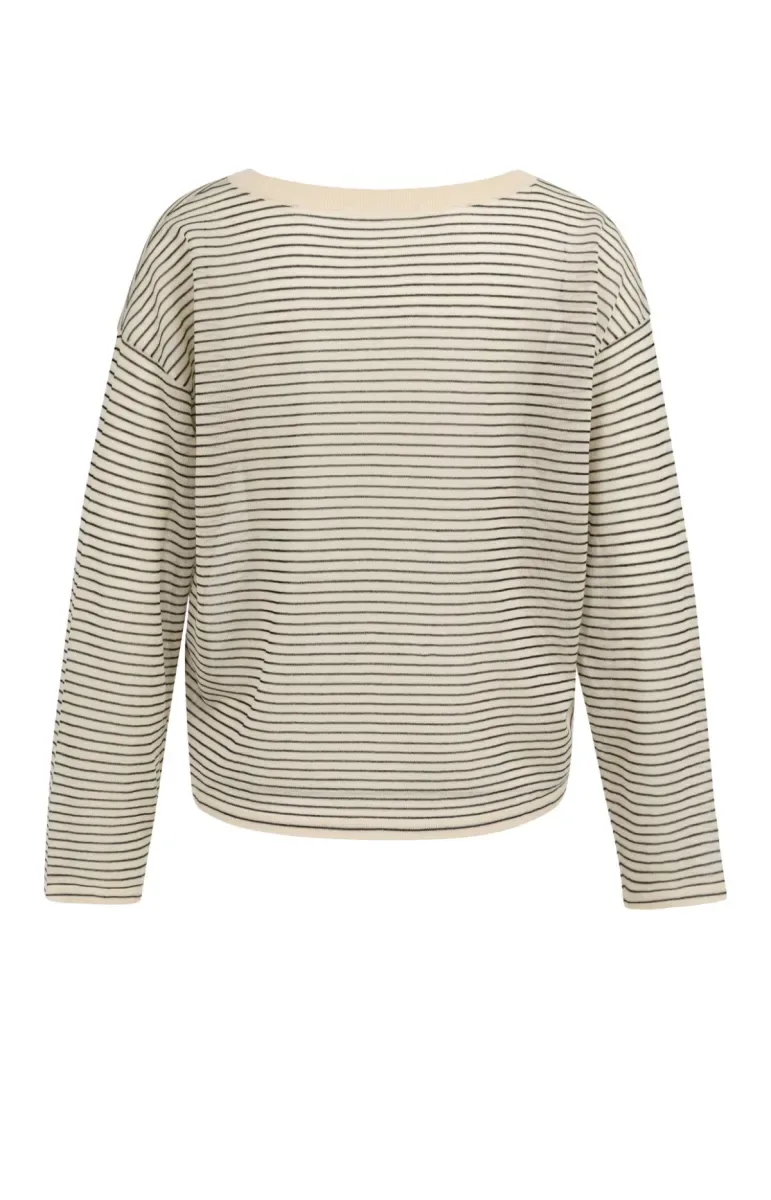 Longsleeve mit Streifen, Cremefarbenes Langarmshirt im maritimen Look