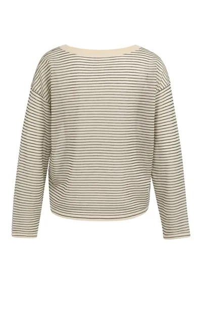 Yaya Longsleeve mit Streifen, Cremefarbenes Langarmshirt im maritimen Look