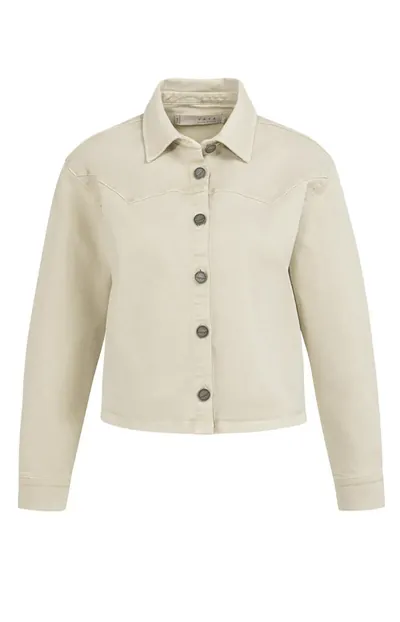 Yaya Jeansjacke mit Ziernähten beige