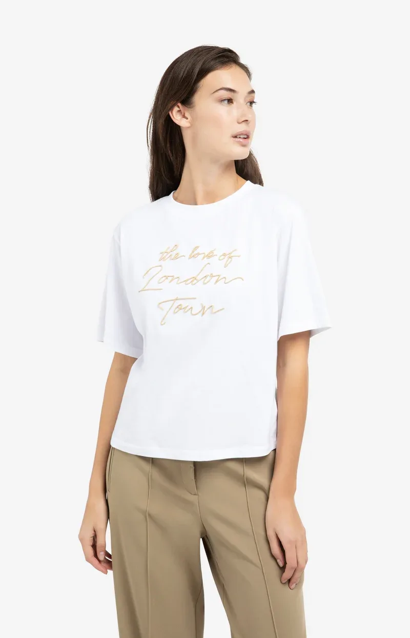 T-Shirt in Weiß mit Schriftprint, „The Love of London Town“