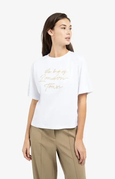 Yaya T-Shirt in Weiß mit Schriftprint, „The Love of London Town“