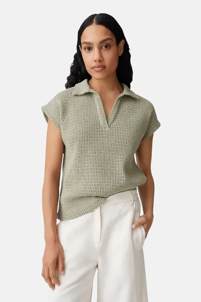OPUS Strickshirt Damen Baumwolle grün