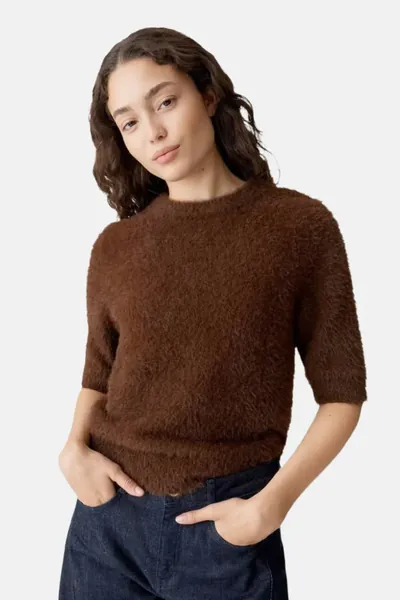 OPUS Strickpullover mit Woll- und Mohair-Anteil Damen Baumwolle braun