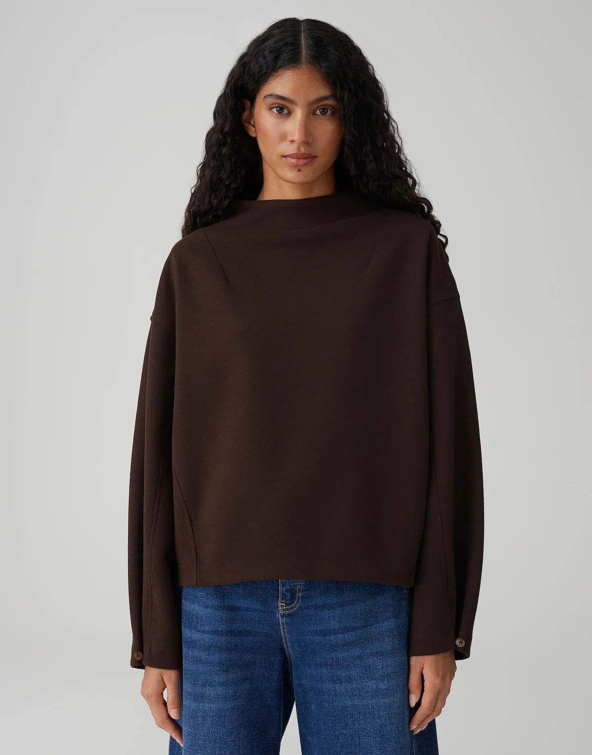 Sweatshirt mit Wollanteil Damen Viskose braun
