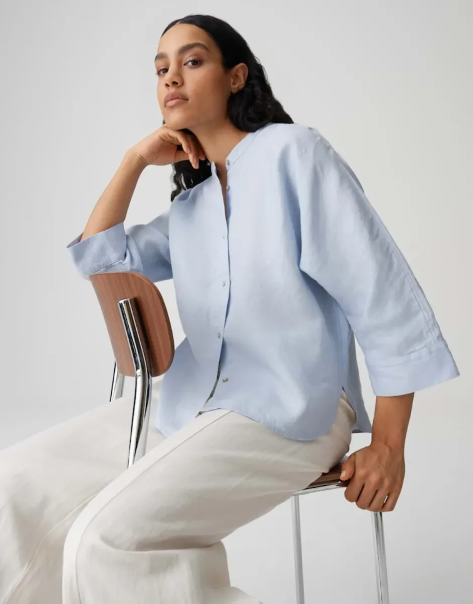 OPUS Leinenbluse Damen Leinen (100%) blau