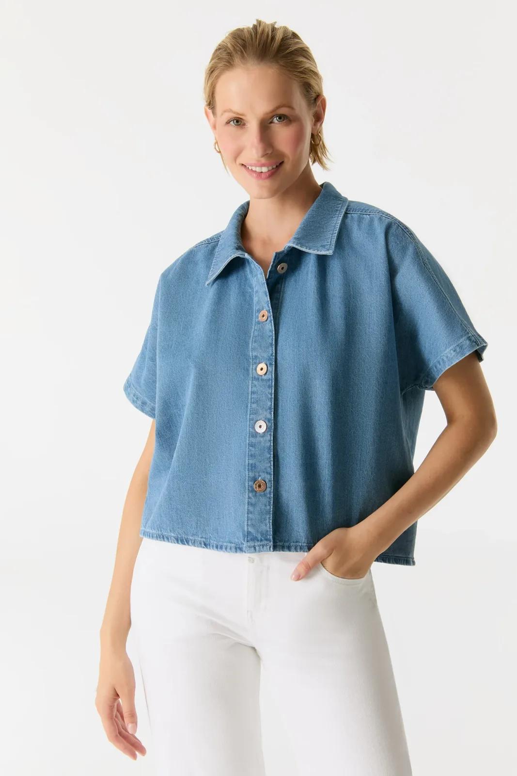 Cup of Joe Jennifer Short Sleeve Shirt Mittelblau