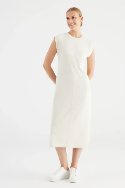 Cup of Joe Marcia Long Length Crew Neck Dress Stone