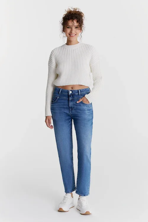Victoria Mid Waist Regular Length 5 Pocket Jeans Medium Blue